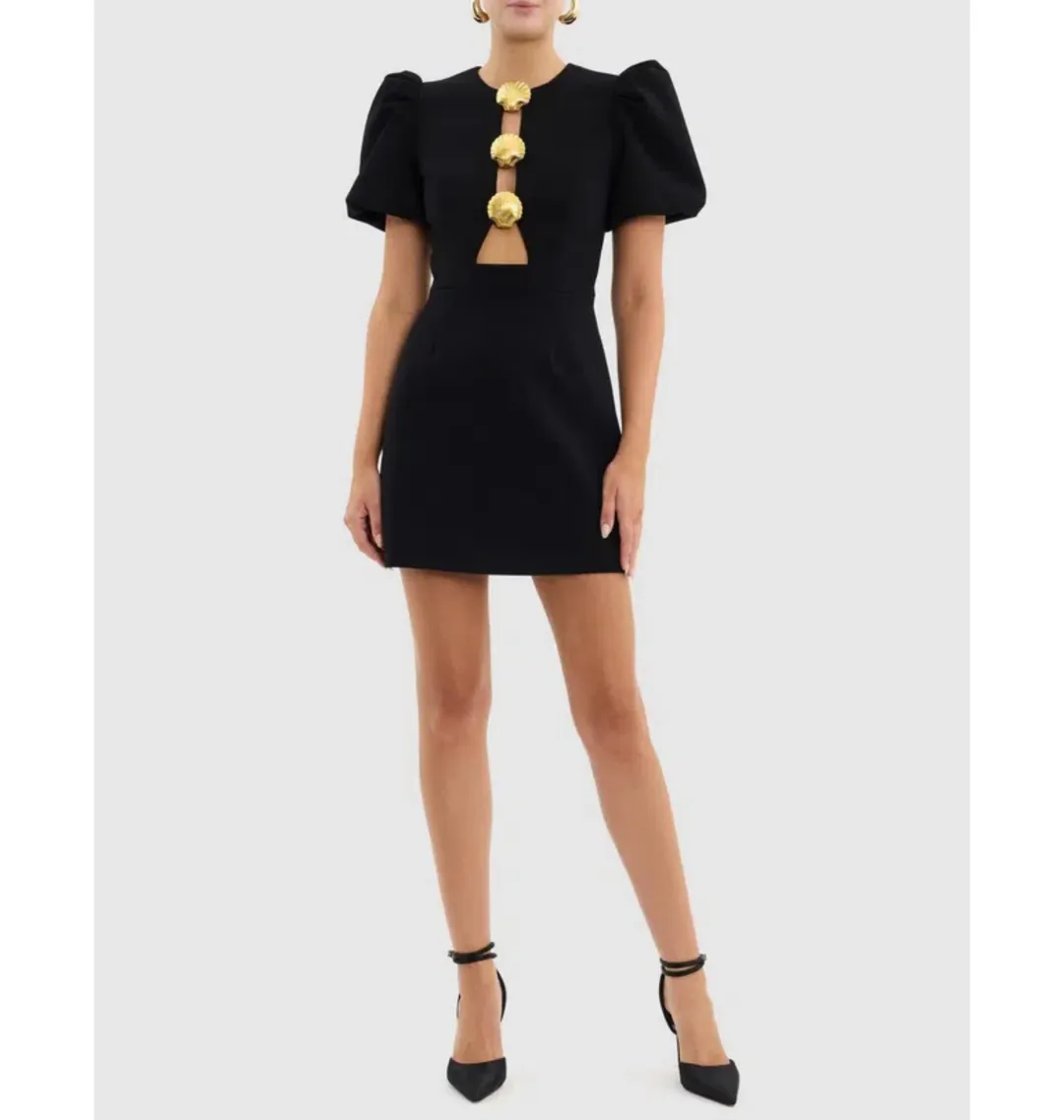 Rebecca Vallance Sirene Puff Sleeve Mini Dress Black Size AU 6 for rent on The Volte - main image