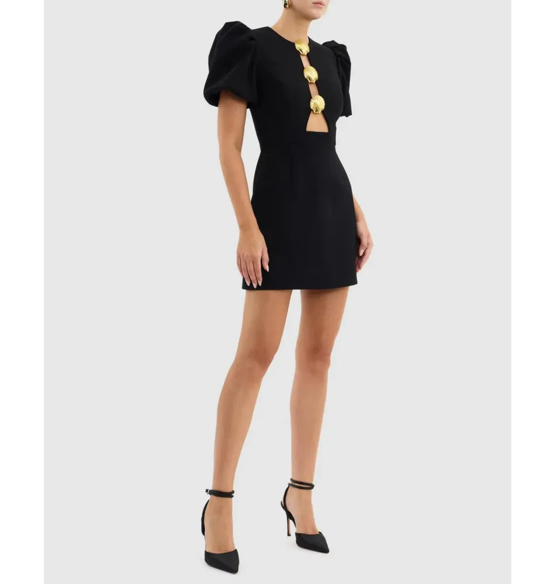 Rebecca Vallance Sirene Puff Sleeve Mini Dress Black Size AU 6 for rent on The Volte - main image