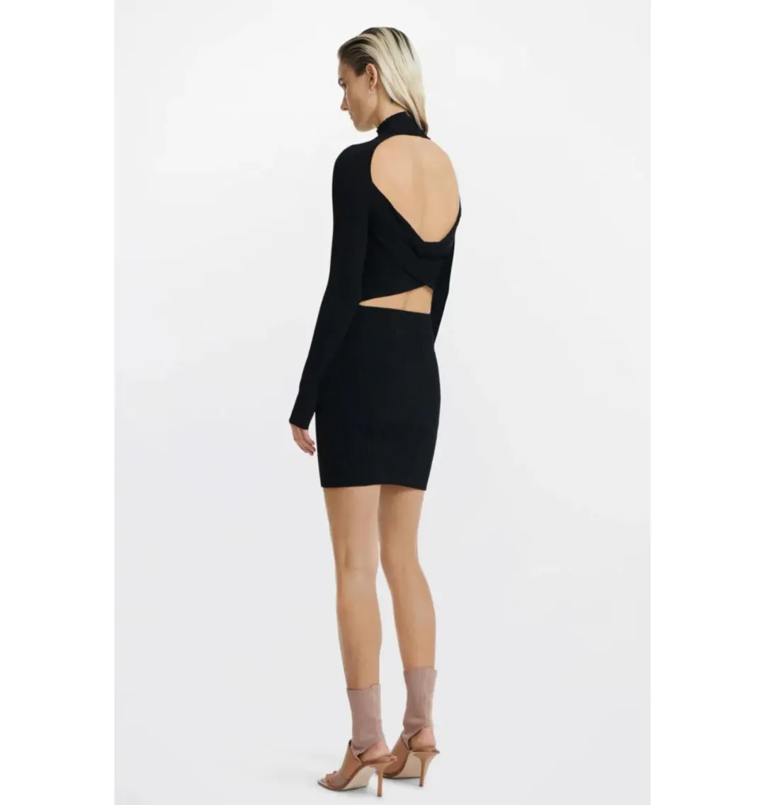 Dion Lee Stripe Rib Twist Mini Dress Navy Size AU 6 for rent on The Volte - main image