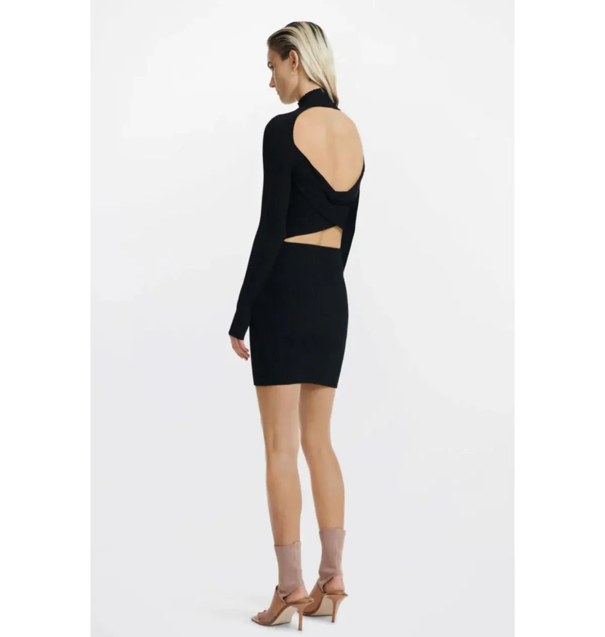 Dion Lee Stripe Rib Twist Mini Dress Navy Size AU 6 - Image 2