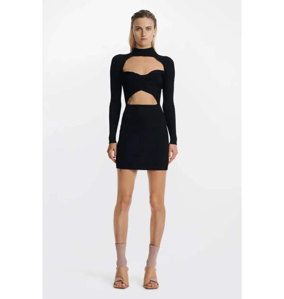 Dion Lee Stripe Rib Twist Mini Dress Navy Size AU 6 - Image 1