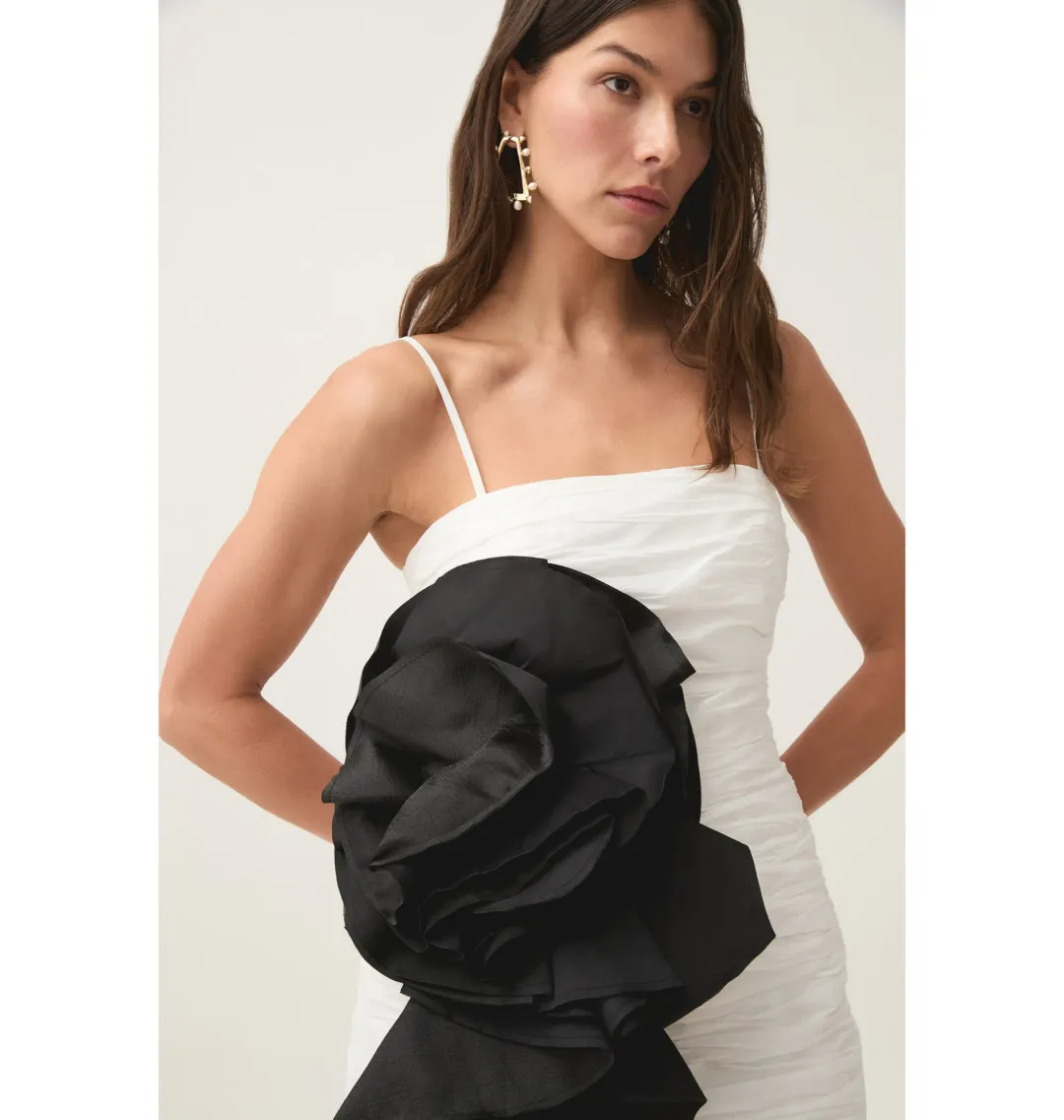 Aje Potion Spiral Mini Dress Ivory/Black Size AU 6 for rent on The Volte - main image