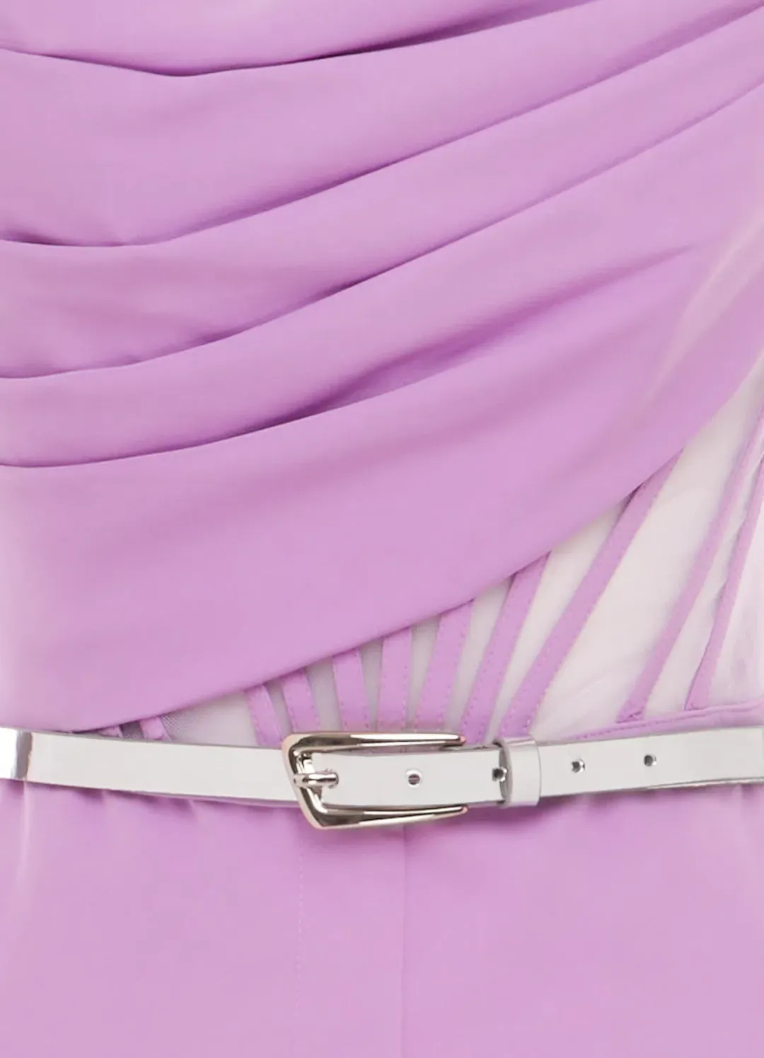 Leo Lin Carmen Draped Jumpsuit Lilac Size AU 10 for rent on The Volte - main image
