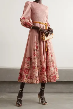 Zimmermann Cassia Shirred Midi Dress Musk Floral Size 1 / AU 10 for rent on The Volte - image 3
