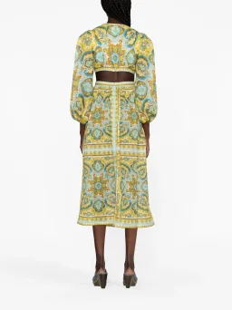 Zimmermann Halcyon Tie Front Midi Dress Blue/Yellow Paisley Size 1 / AU 10 for rent on The Volte - image 3
