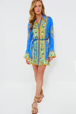 Alemais Linda Satin Mini Dress Blue Floral Size 14 for rent on The Volte - image 2