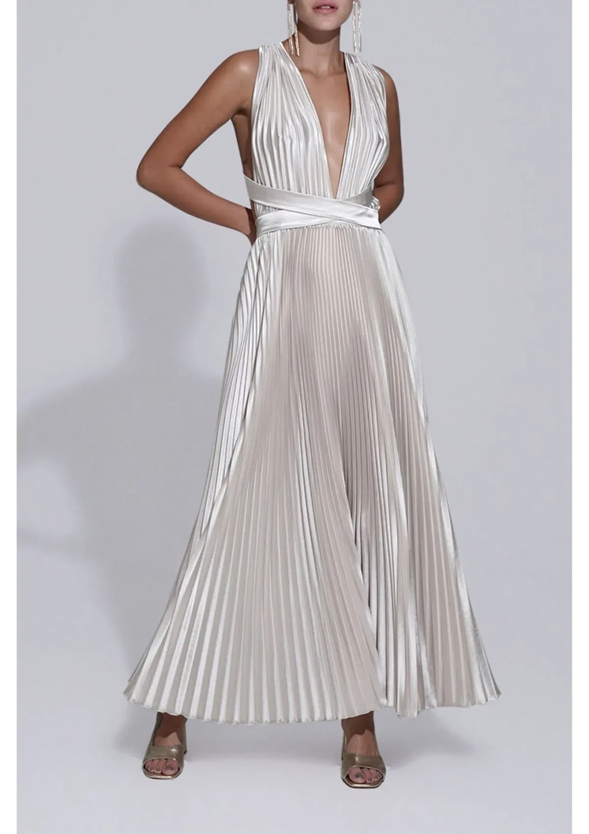 L’Idee Moderniste Midi Gown Champagne Size 10 for rent on The Volte - main image