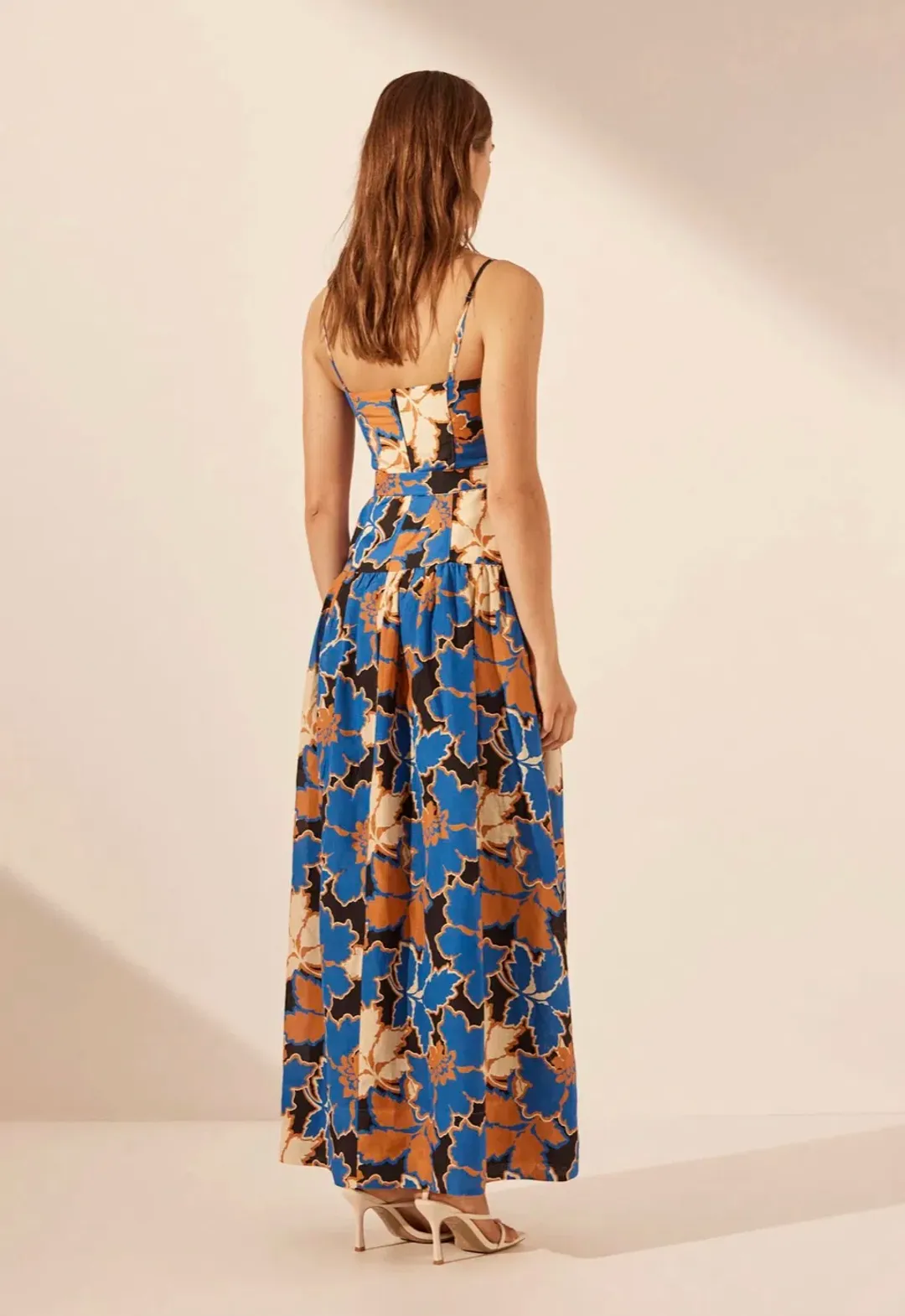 Shona Joy Karla Panelled Bustier Maxi Dress Strong Blue/Multi Size 8 for rent on The Volte - main image