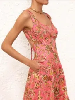Zimmermann Junie Cut Out Midi Dress Pink/Gold Floral Size 1 / AU 10 for rent on The Volte - image 2