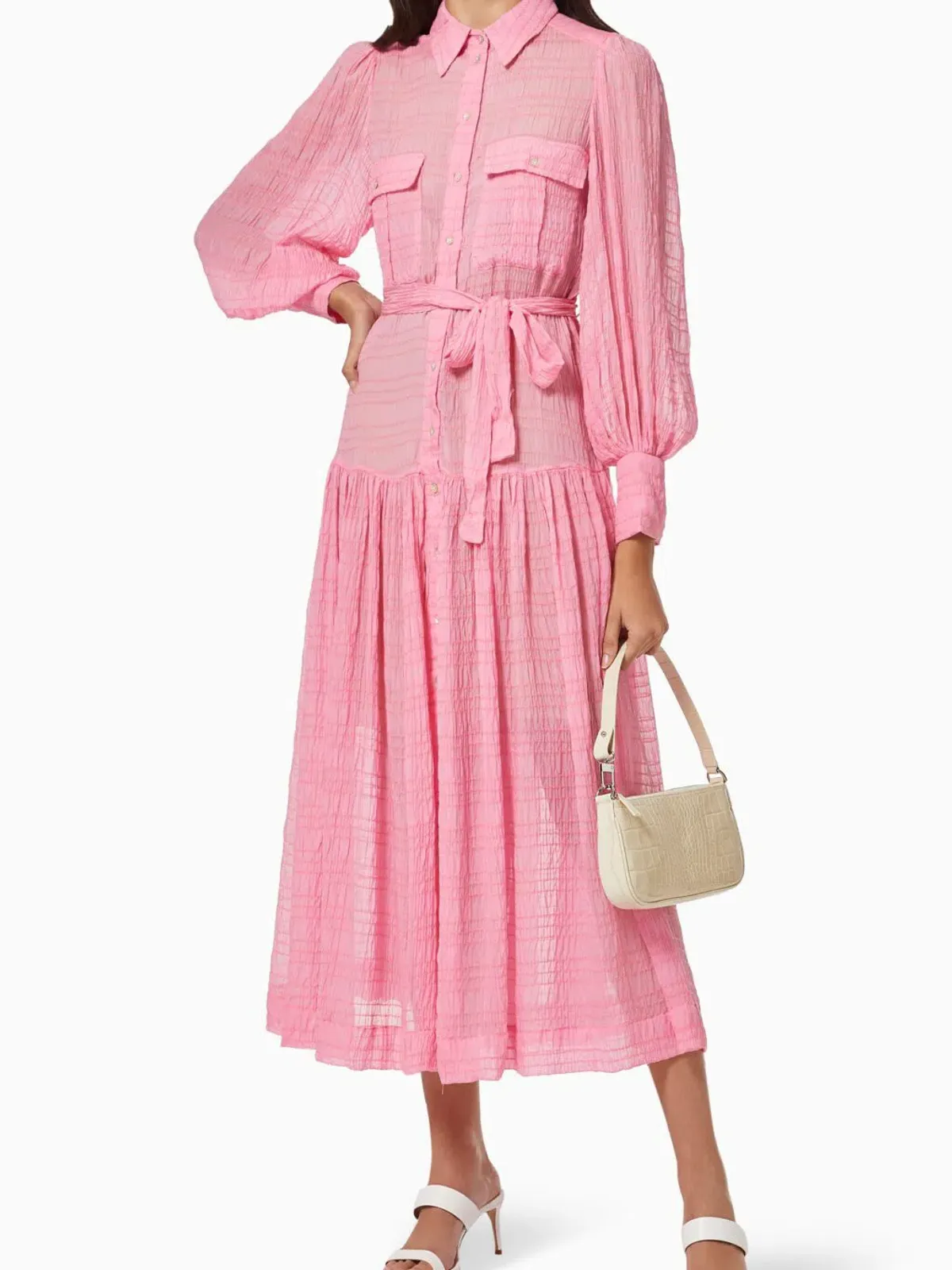 Alemais Antonella Silk Embroidered Shirt Maxi Dress Pink Size 6 AU - Image 6