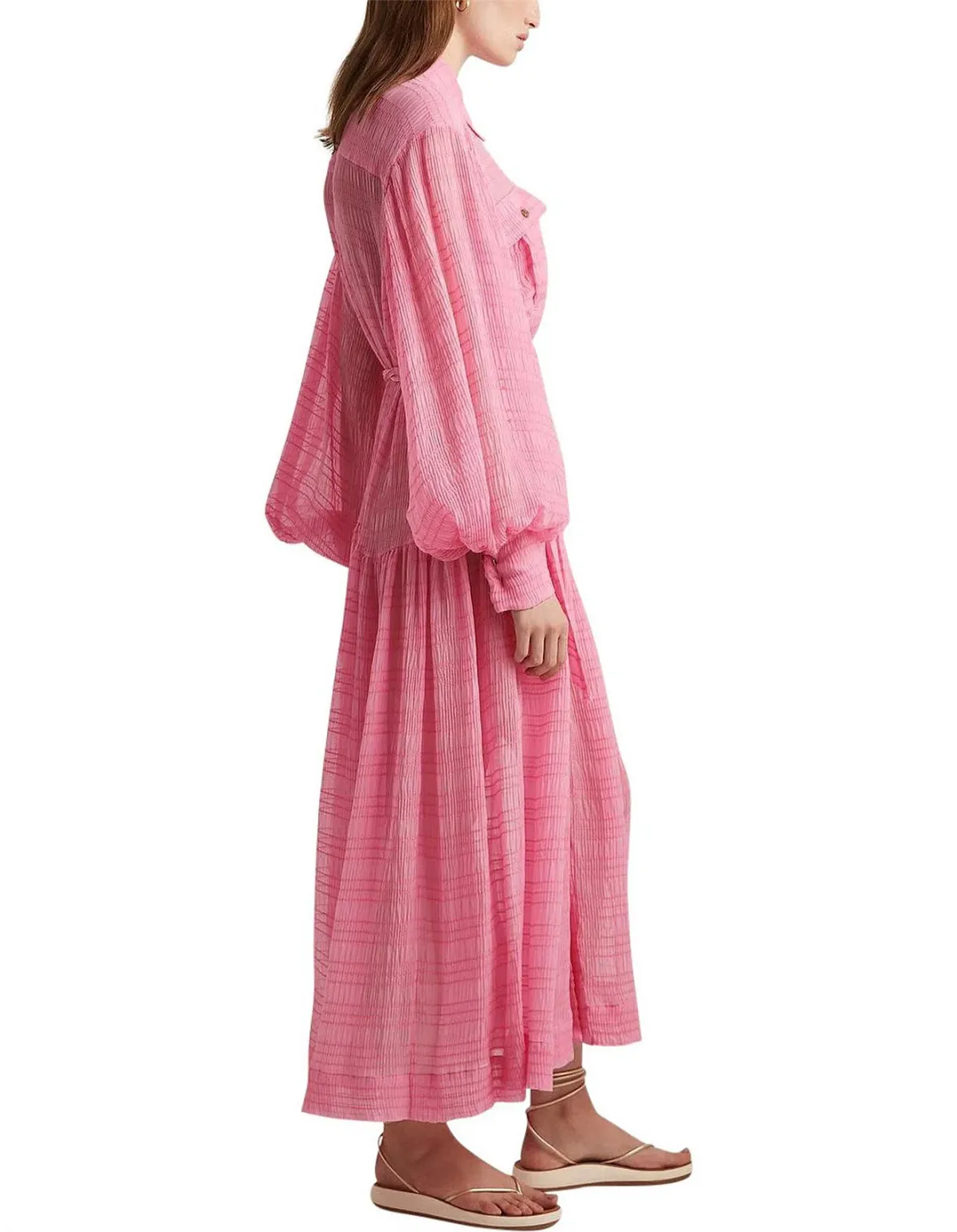 Alemais Antonella Silk Embroidered Shirt Maxi Dress Pink Size 6 AU - Image 7