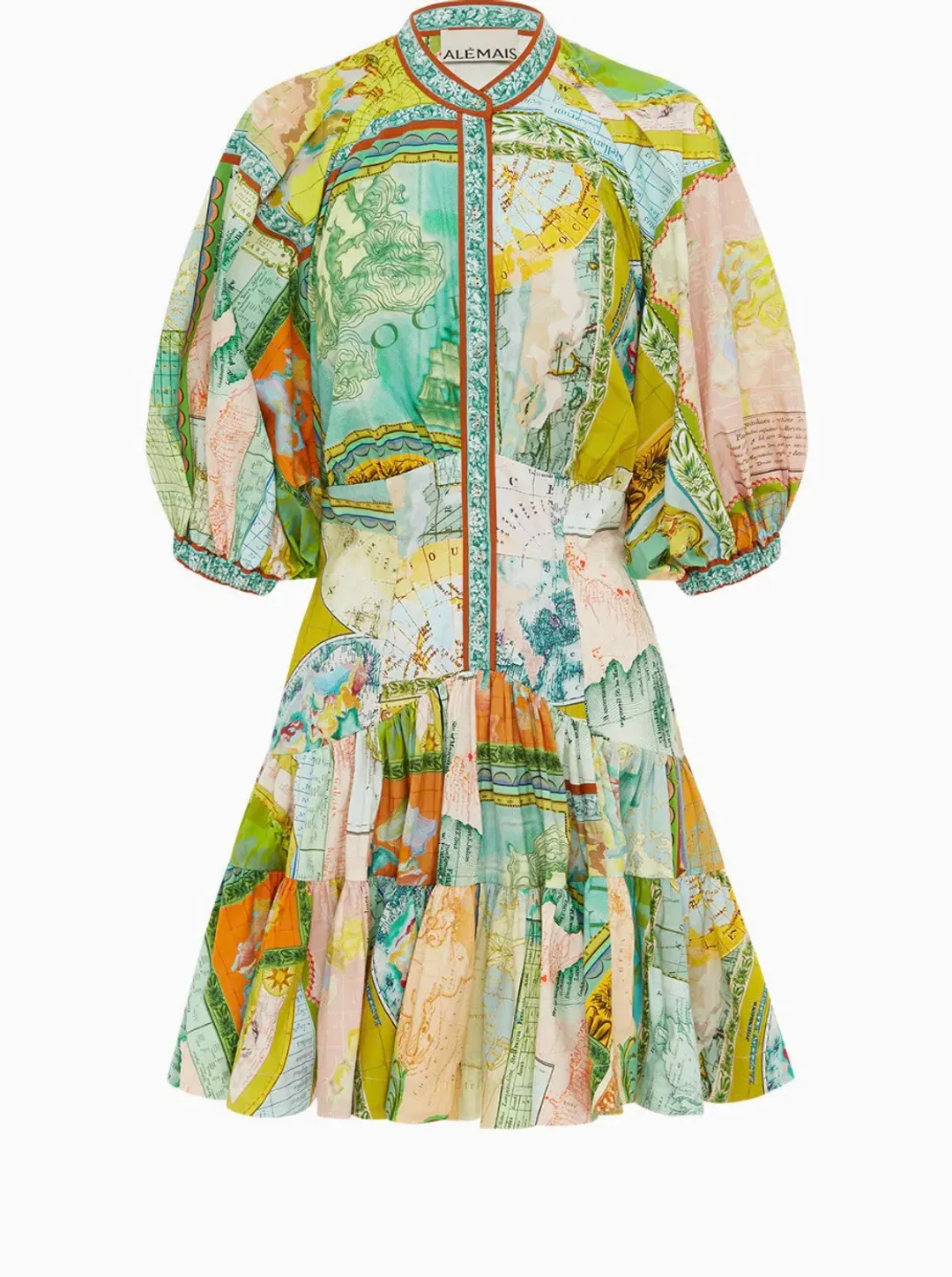 Alemais Atlas Mini Dress Green Multi Size 6 for rent on The Volte - main image