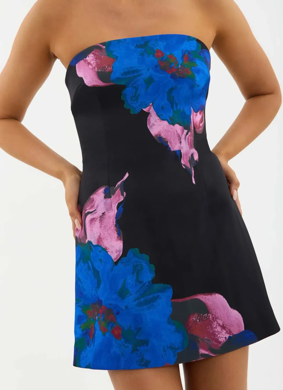Rebecca Vallance Acid Bloom Strapless Mini Dress Floral Size 8 for rent on The Volte - main image