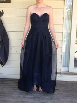 Bariano Strapless Navy Gown Size 8 for rent on The Volte - image 1
