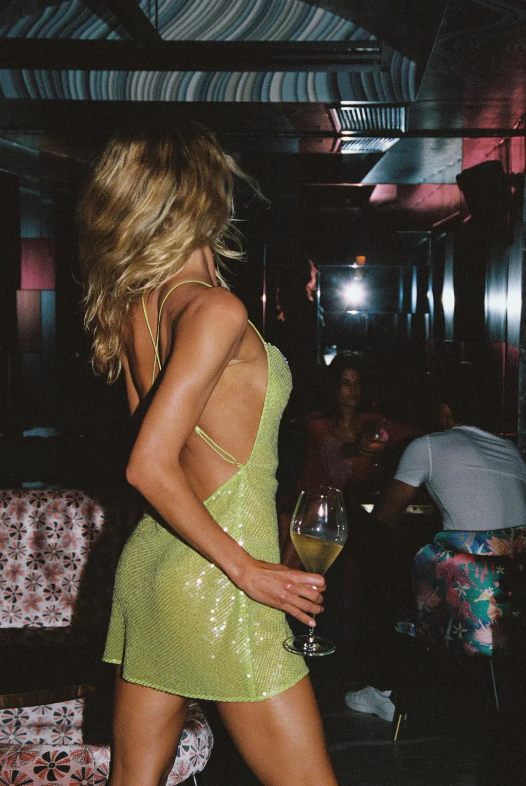 Sommer Swim Ibiza Chartreuse Mini Dress Sequin Size 8 for rent on The Volte - main image