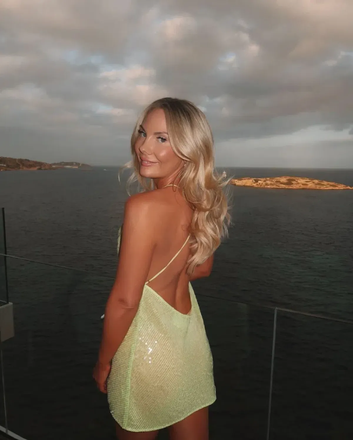 Sommer Swim Ibiza Chartreuse Mini Dress Sequin Size 8 - Image 2