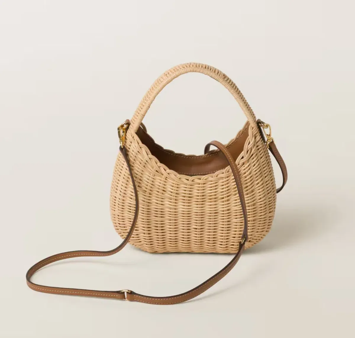 MIU MIU Wander Wicker Hobo Bag - Image 2