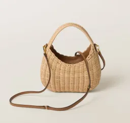 MIU MIU Wander Wicker Hobo Bag for rent on The Volte - image 2
