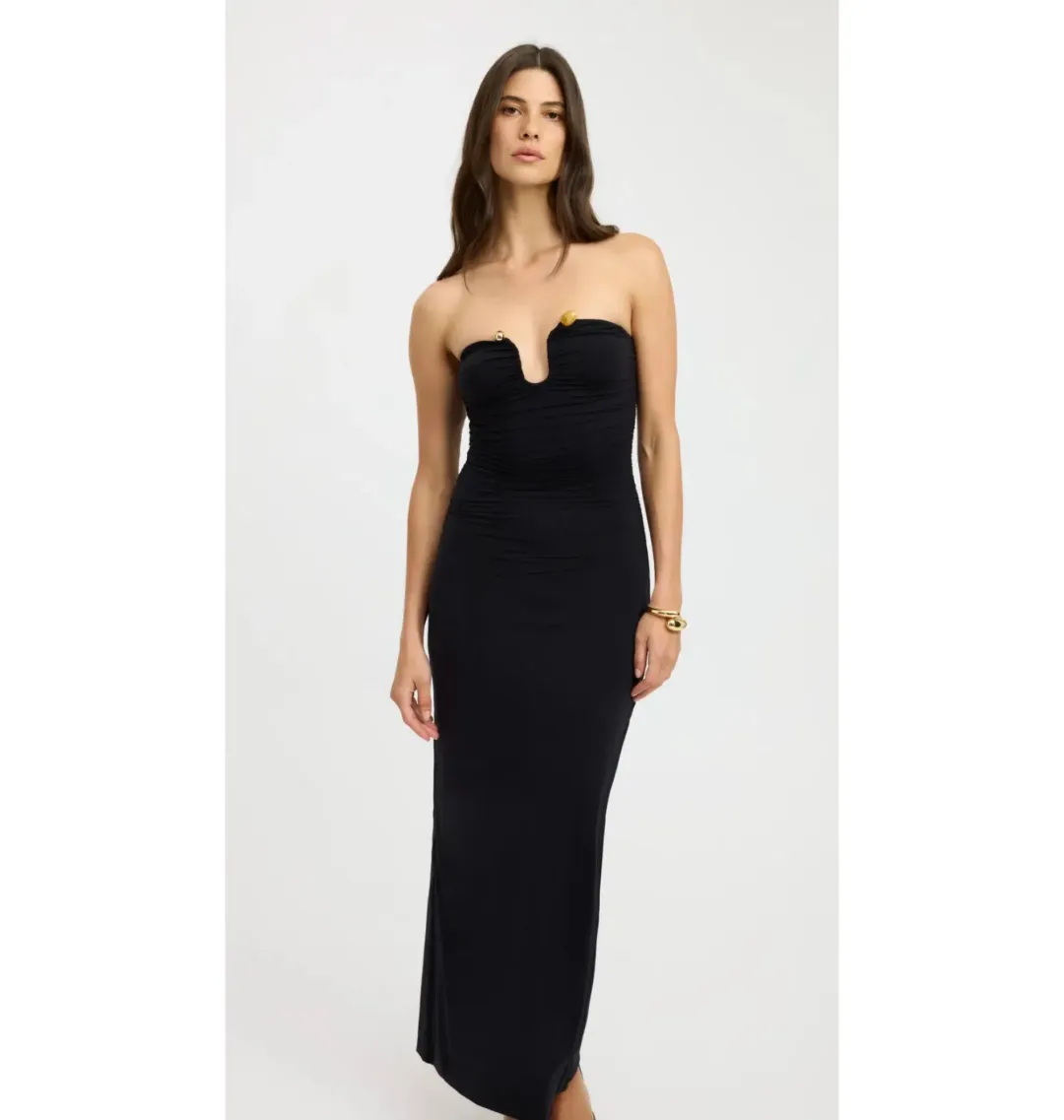 Kookai Tayla Trim Maxi Dress Black Size AU 8 for rent on The Volte - main image