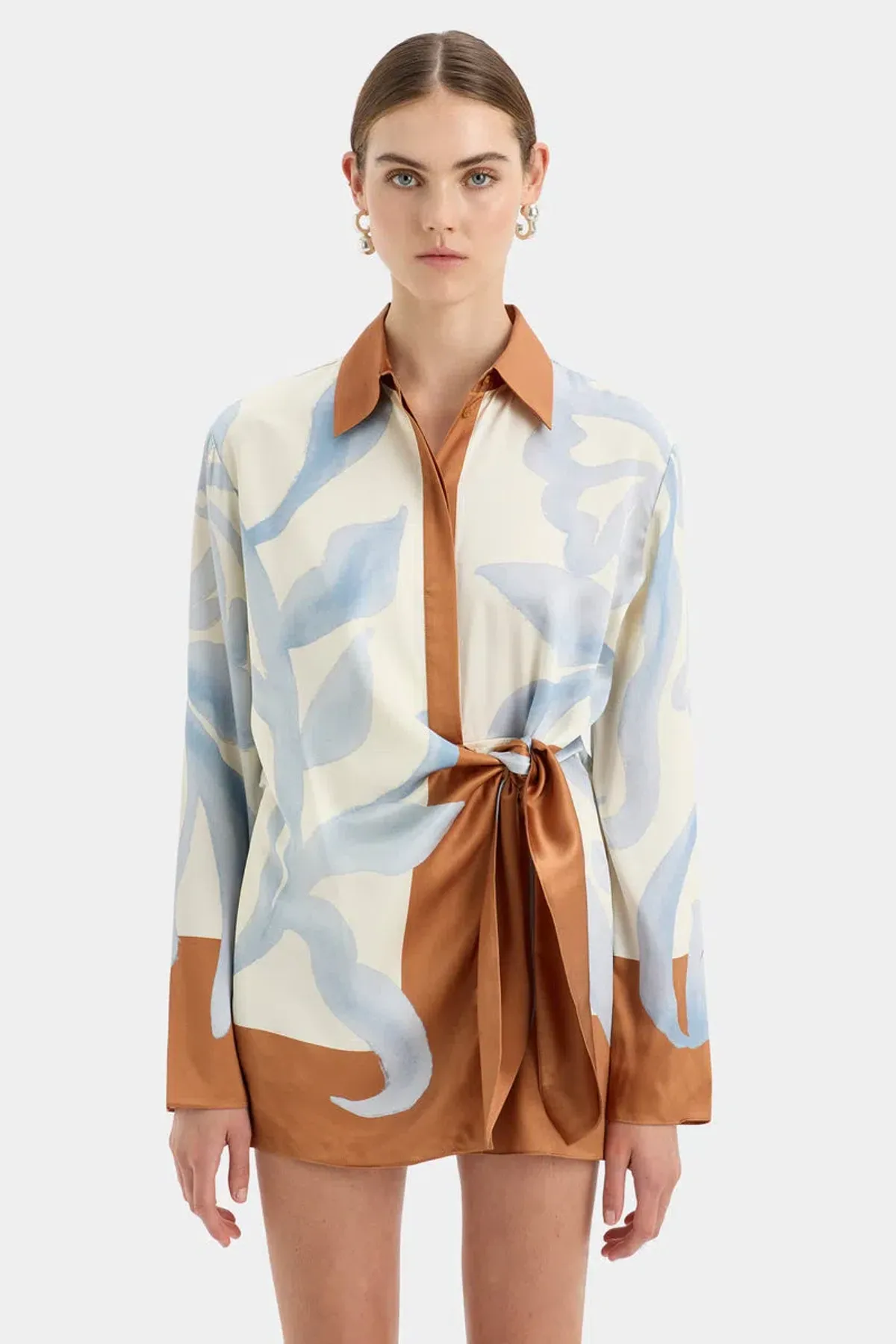 Sir The Label Sorrento Shirt Mini Dress In Sciarpa Print Size 0 / AU 6 - Image 4