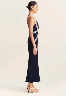 Shona Joy Camille Lace Cross Back Midi Dress in Deep Midnight/Ivory Size 6 for rent on The Volte - image 6