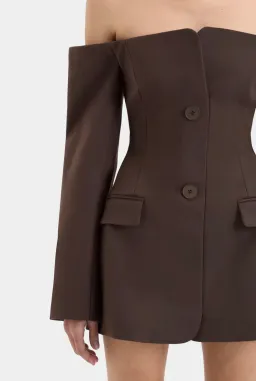 Sir the Label Sandrine Tailored Mini Dress Chocolate Brown Size 3 / AU 12 for rent on The Volte - image 4