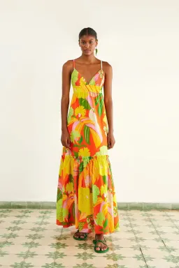 Farm Rio Neon Floral Maxi Dress Multi Size 12 for rent on The Volte - image 1