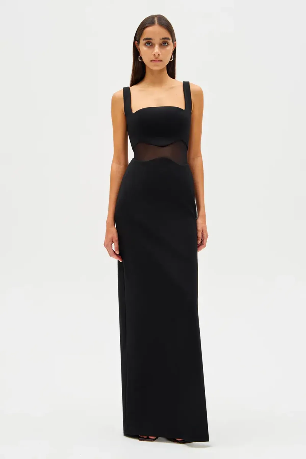MISHA Damita Crepe & Mesh Maxi Dress Black Size 12 - Image 6