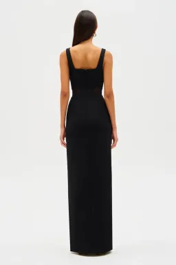 MISHA Damita Crepe & Mesh Maxi Dress Black Size 12 for rent on The Volte - image 7