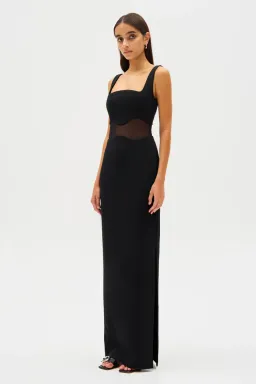 MISHA Damita Crepe & Mesh Maxi Dress Black Size 12 for rent on The Volte - image 5