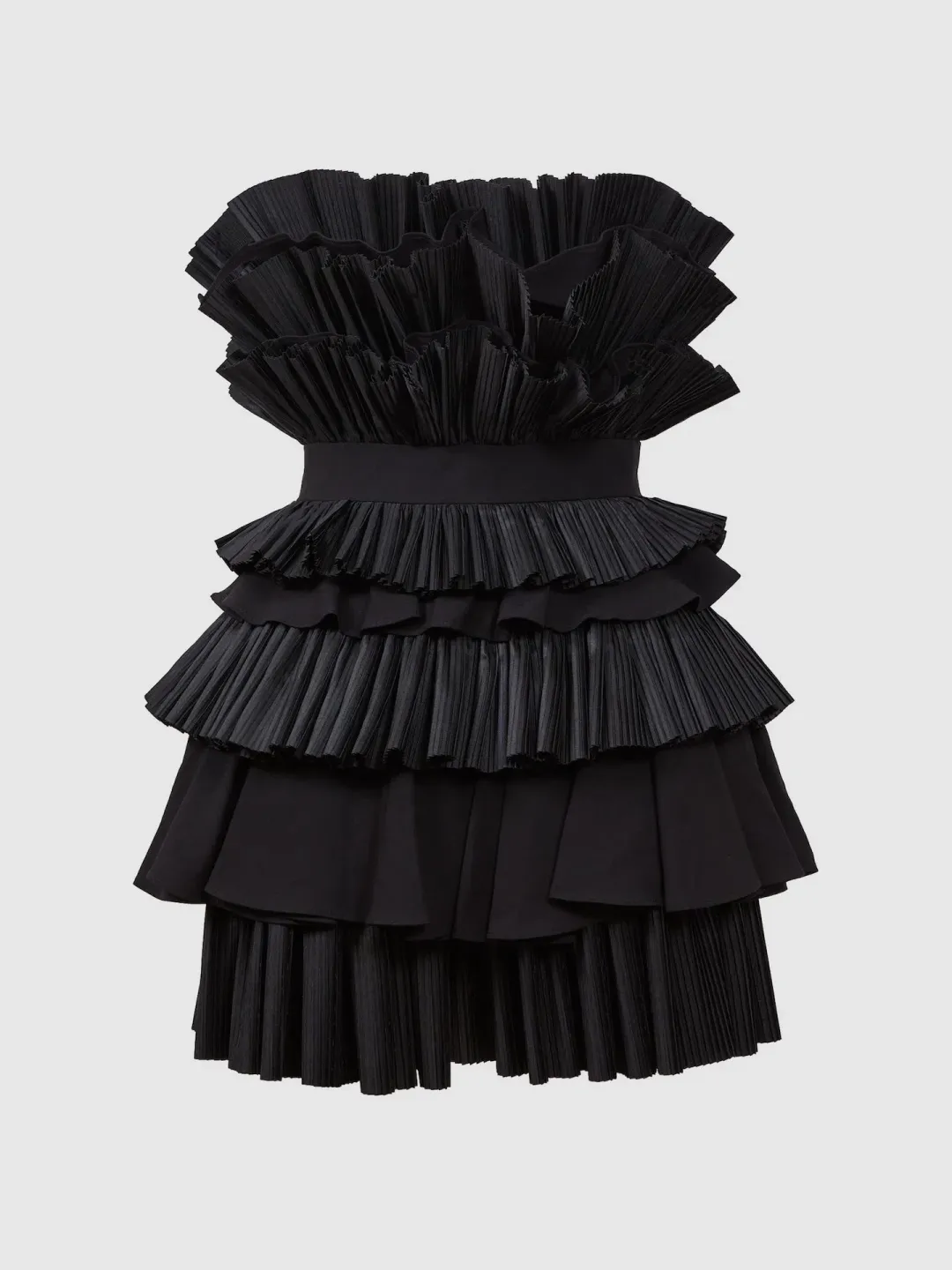 Acler Elsher Strapless Tiered Mini Dress Black Size 10 for rent on The Volte - main image