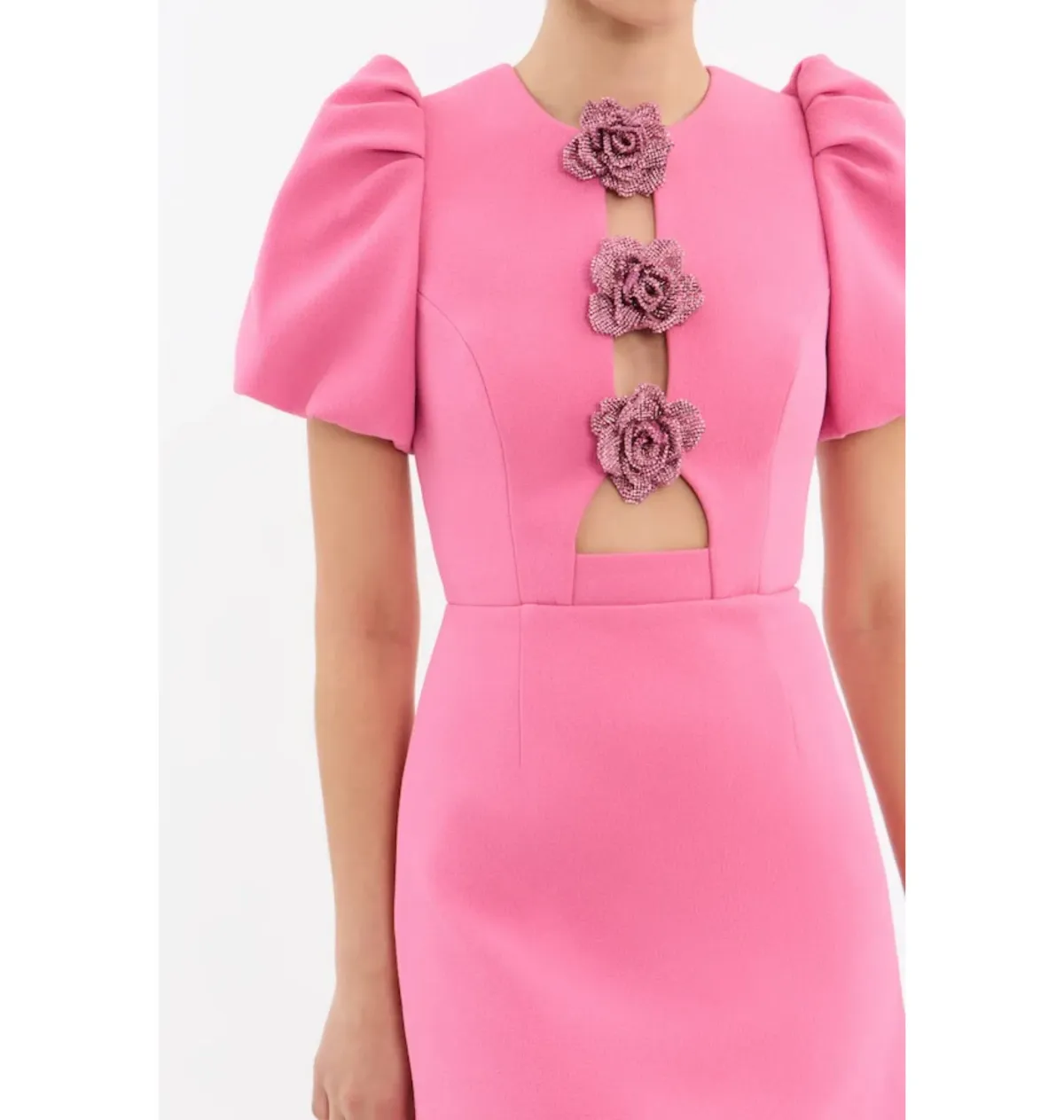 Rebecca Vallance Aubree Flower Mini Dress in Rose Size AU 6 - Image 4