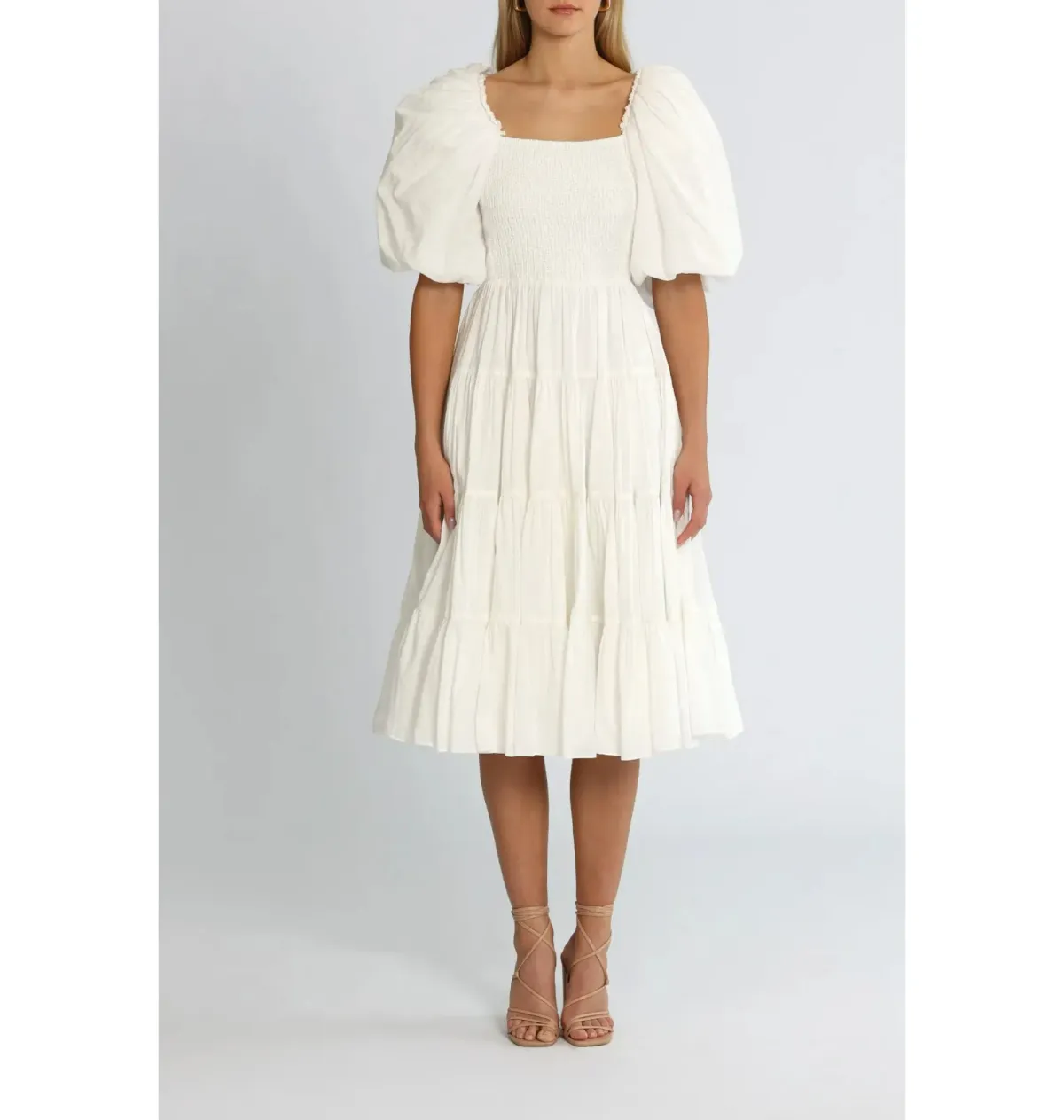 Aje Cherished Midi Dress White Size AU 8 for rent on The Volte - main image