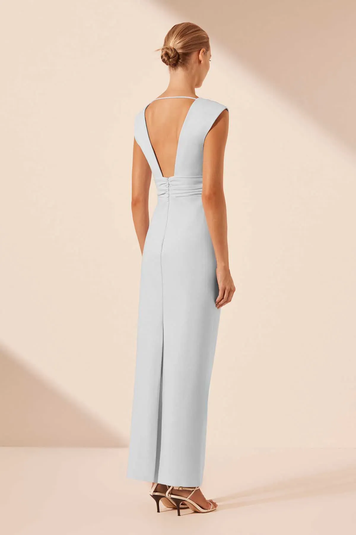 Shona Joy Lani Plunged Cut Out Maxi Dress Sky Ice Blue Size 12 - Image 3