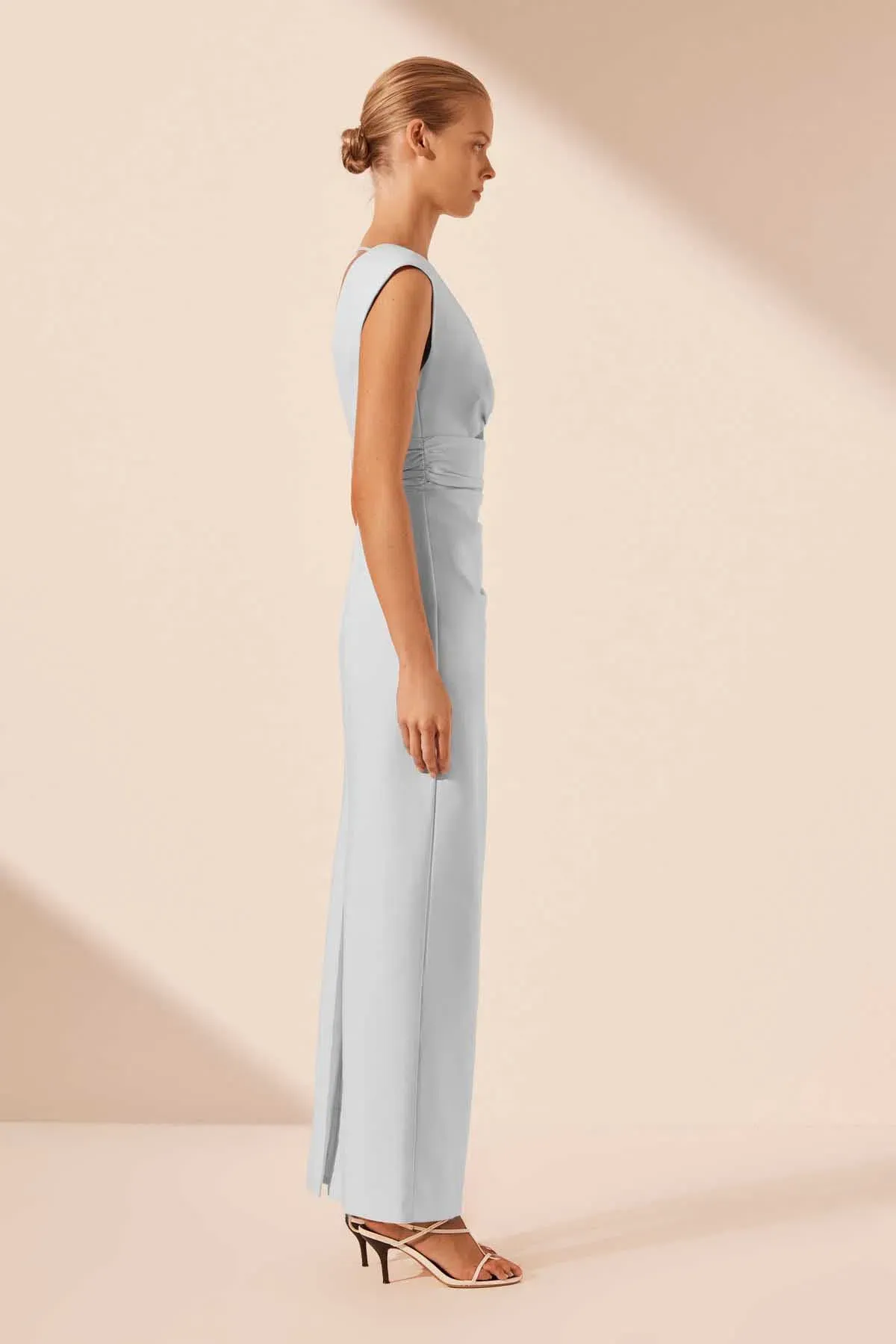 Shona Joy Lani Plunged Cut Out Maxi Dress Sky Ice Blue Size 12 - Image 5