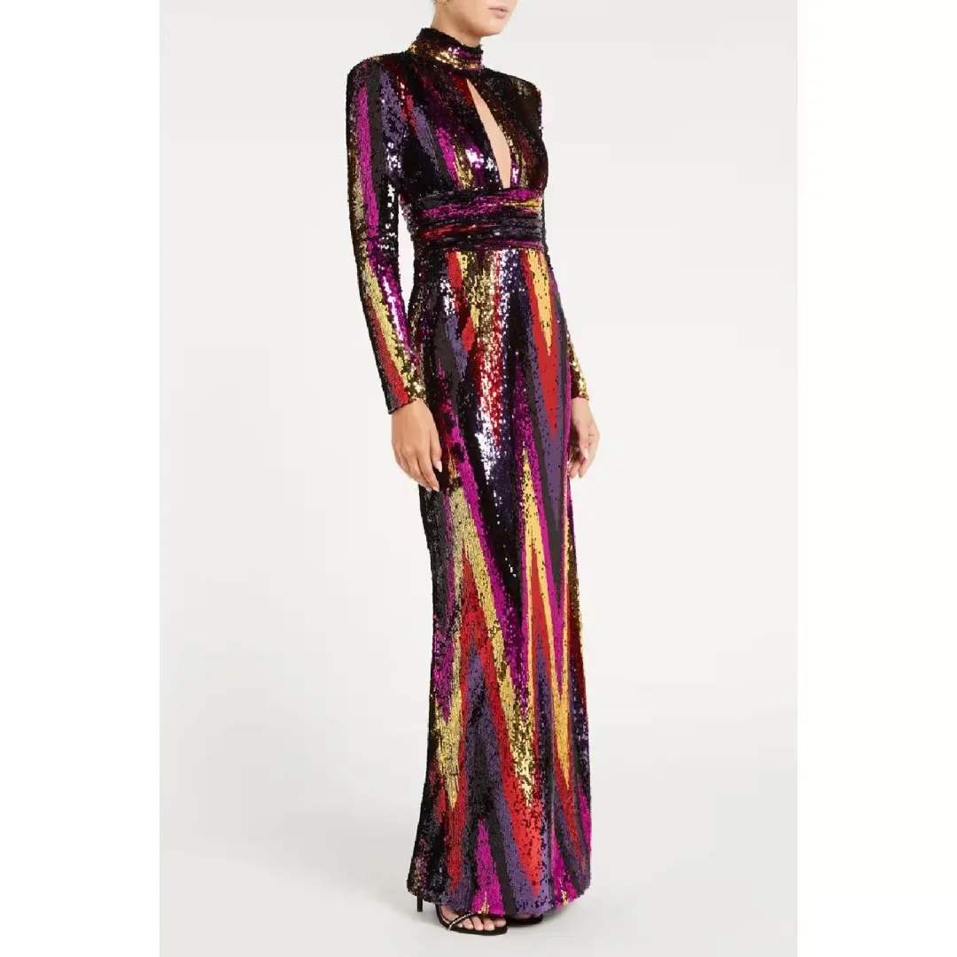 Rebecca Vallance Kaia Zig Zag Gown Multi Size 10 for rent on The Volte - main image