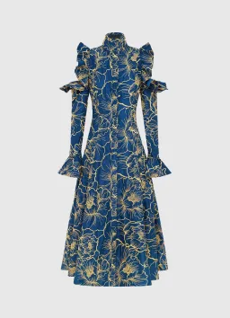 Leo Lin Ezra Midi Dress Marine Blue Size 14 for rent on The Volte - image 1
