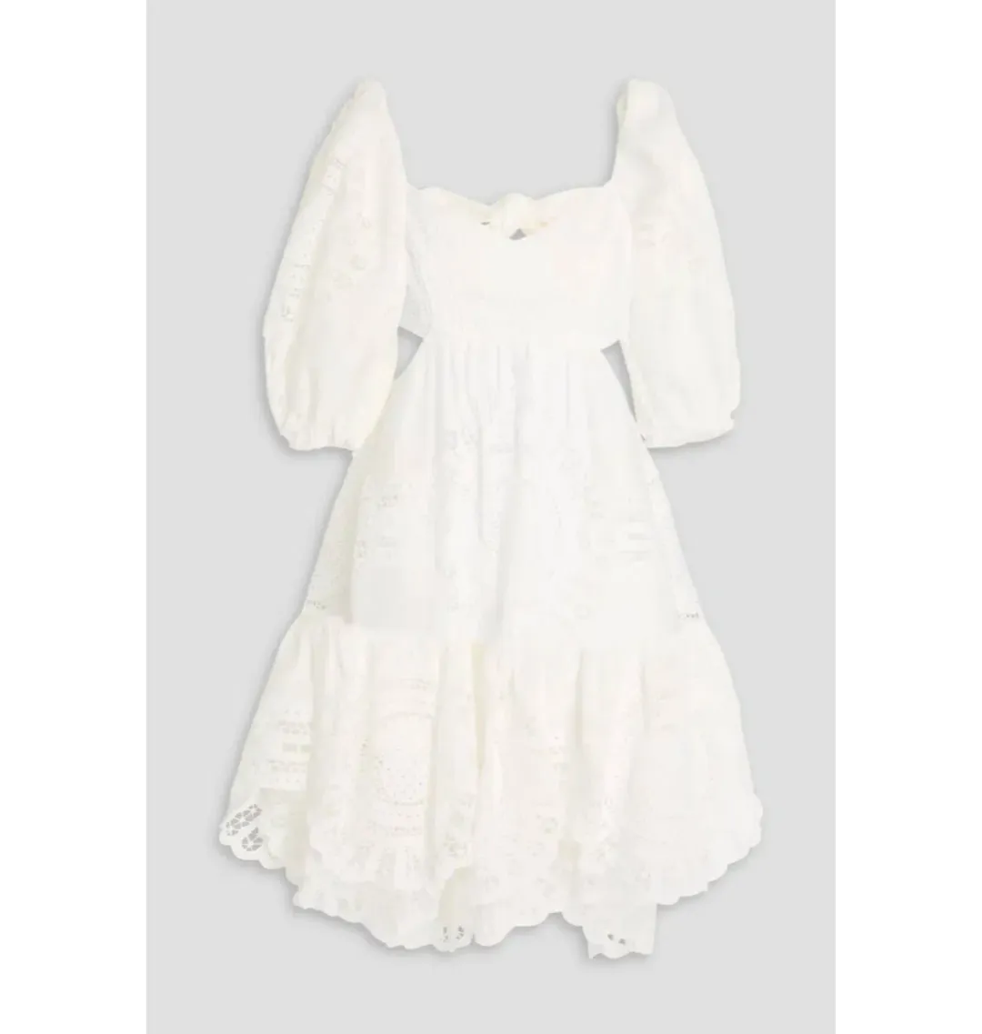 Zimmermann Cutout Broderie Anglaise Linen Mini Dress White Size 1 / AU 10 for rent on The Volte - main image