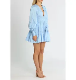 Aje Fallingwater Gathered Mini Dress in Powder Blue Size AU 8 for rent on The Volte - image 2