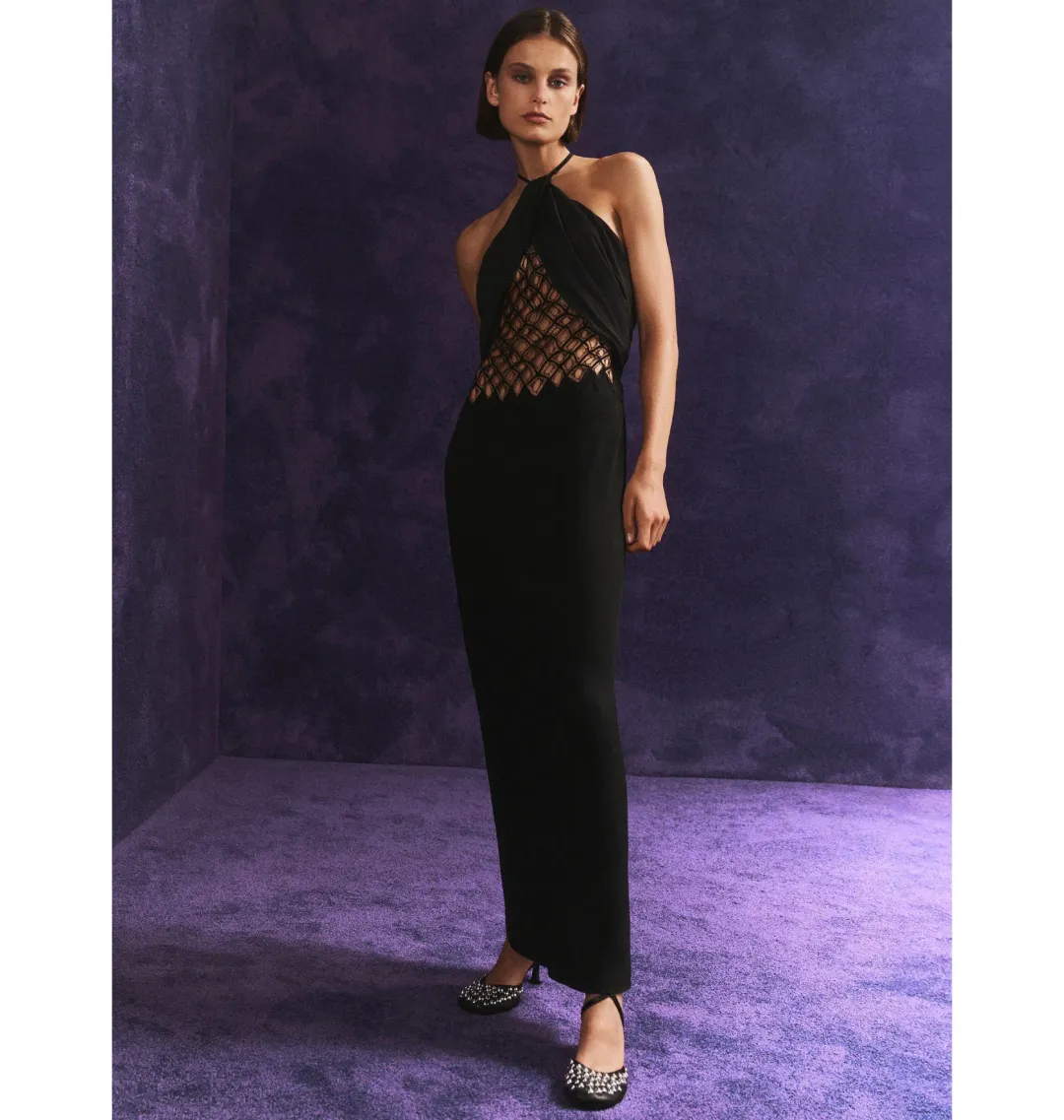 Christopher Esber Fluted Silk Column Dress Black Size AU 8 for rent on The Volte - main image