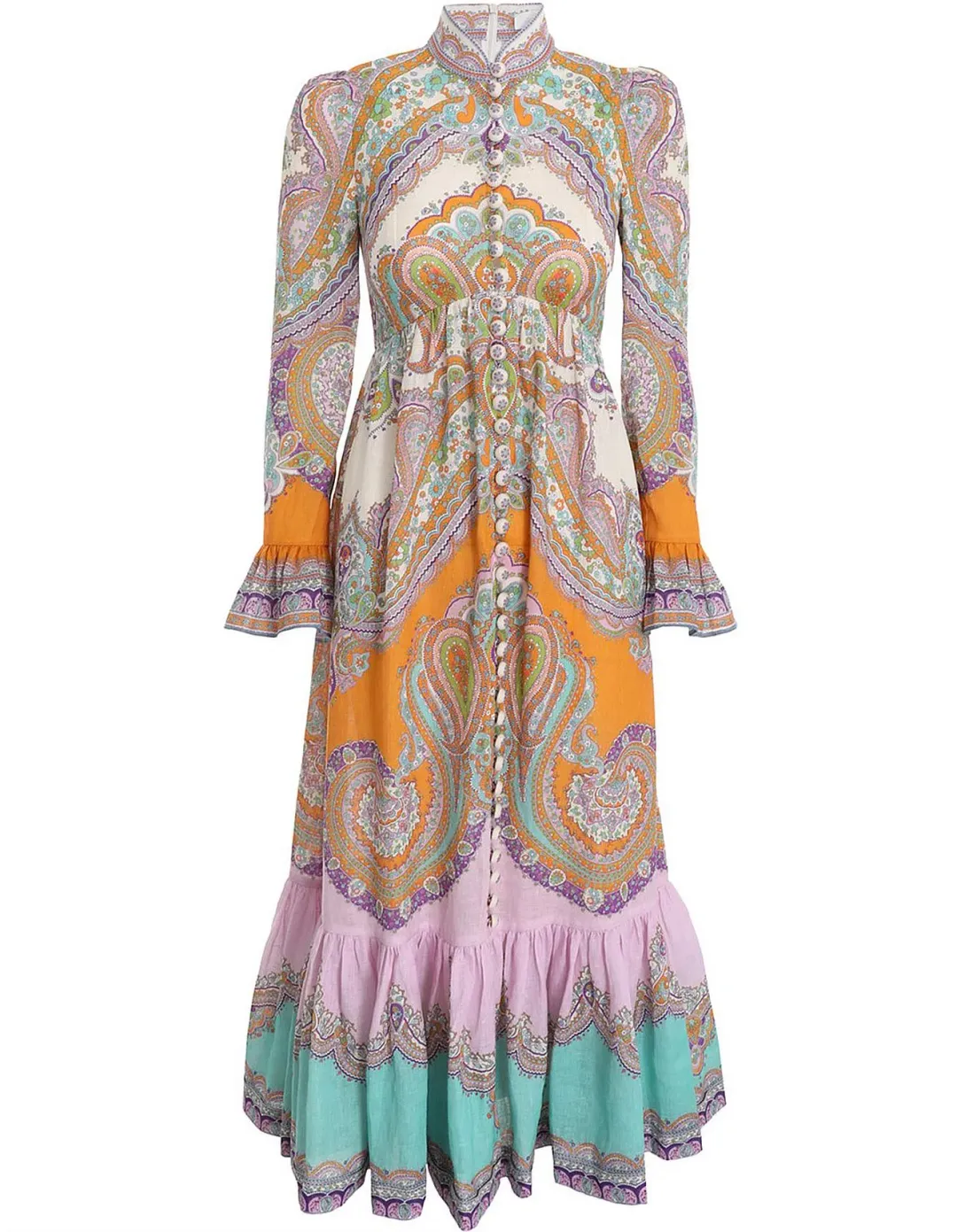 Zimmermann Lola Paisley Midi Dress Daisy Paisley Size 0 / AU 8 for rent on The Volte - main image