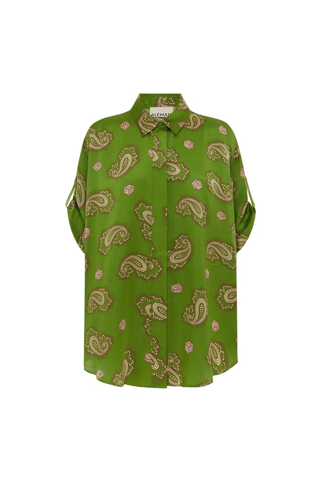 Alemais Dice Silk Shirt and Pant Set Green Size AU 14 for rent on The Volte - main image