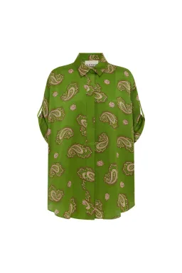 Alemais Dice Silk Shirt and Pant Set Green Size AU 14 for rent on The Volte - image 4