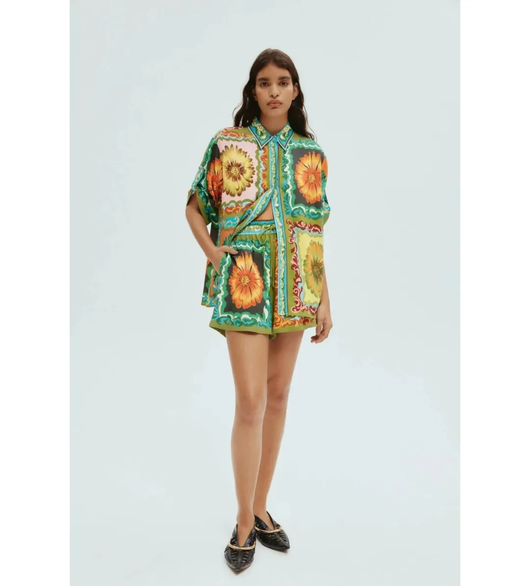 Alemais Disco Daisy Shirt and Short Set Multi Size 14 for rent on The Volte - main image