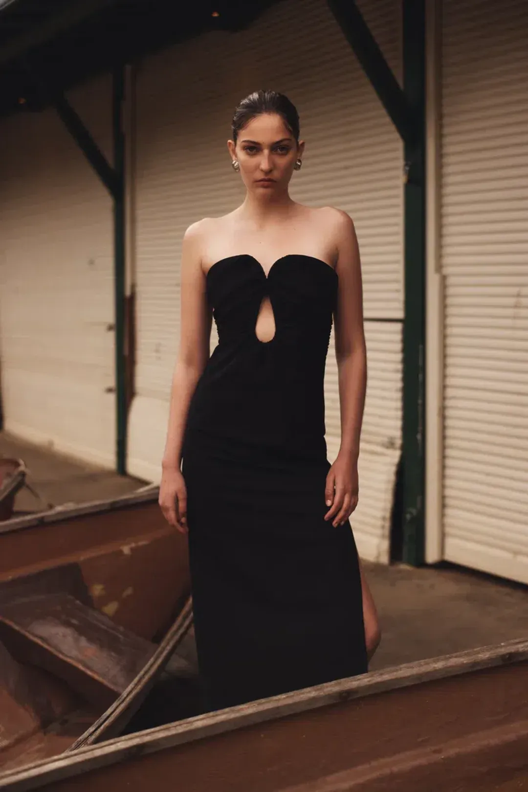 Misha Dani Strapless Maxi Dress in Black Size 10 for rent on The Volte - main image
