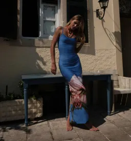With Harper Lu Slip Dress Cobalt Peony Size S / AU 6 for rent on The Volte - image 4