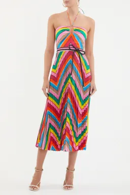 REBECCA VALLANCE DALI HALTER MIDI DRESS IN MULTI SIZE 10 for rent on The Volte - image 1