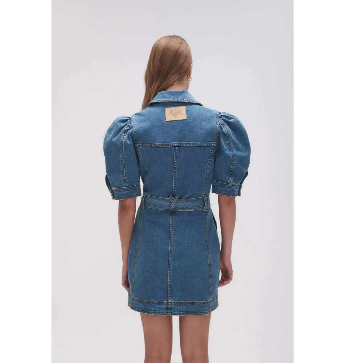 Aje Adriana Puff Sleeve Mini Dress 90's Wash Size AU 8 - Image 3