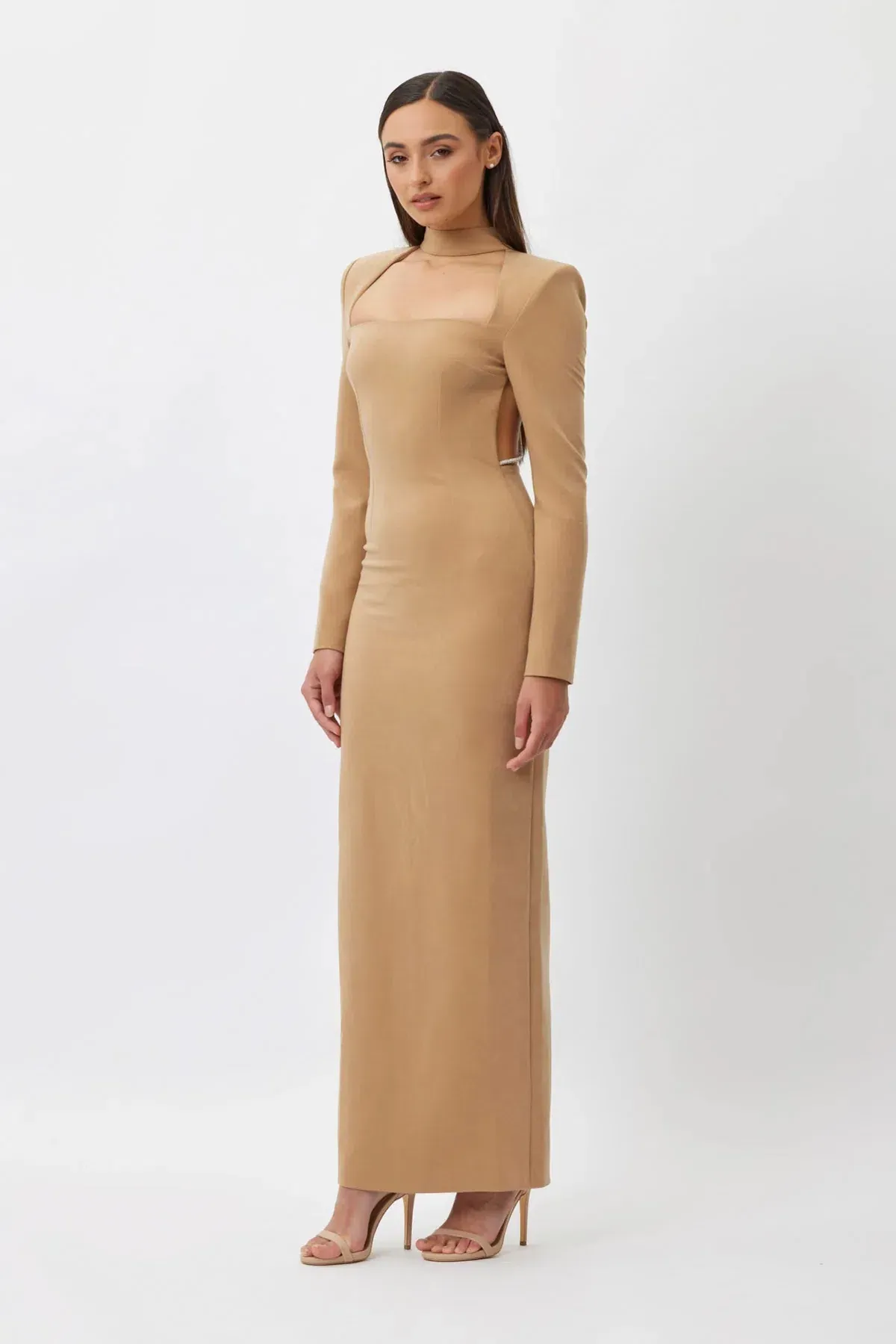 FOR SALE: BIANCA & BRIDGETT MACKENZIE BACKLESS DRESS BEIGE - Image 4