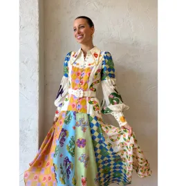 Alemais Lou Balloon Sleeve Shirtdress Multi Size AU 16 for rent on The Volte - image 2